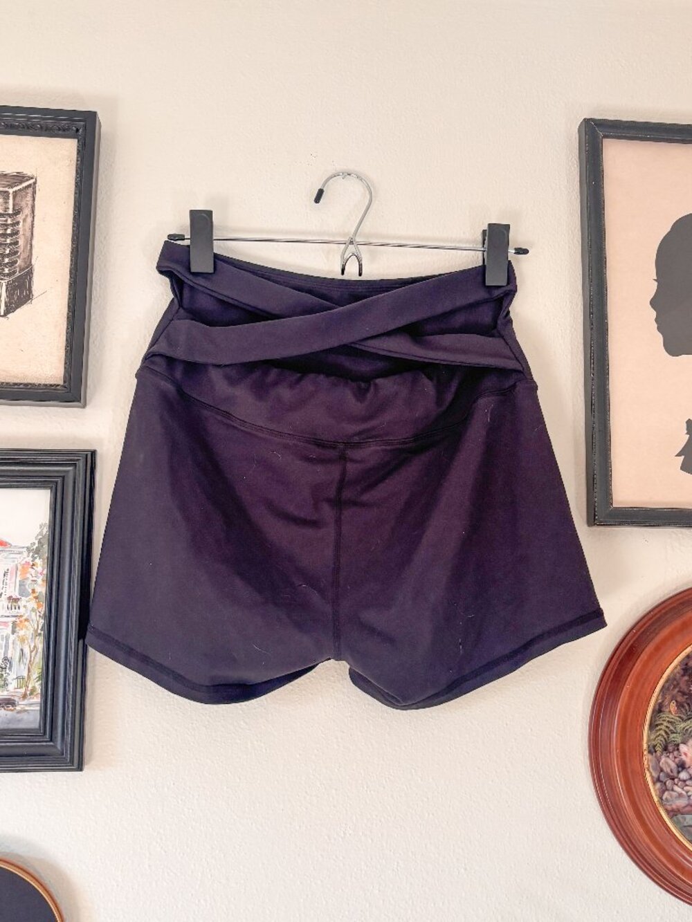 Women's Black Athletic Shorts High Waisted Cross Waist